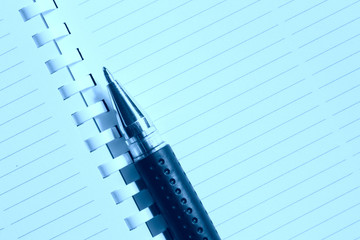 Blank notebook page and pen