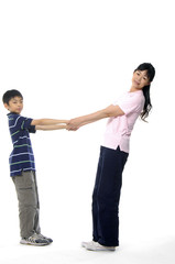 Asian portrait of happy young family