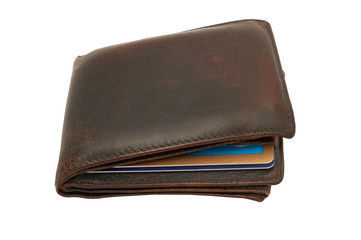 wallet with credit cards isolated with path