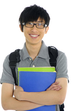 A young asian student with folder