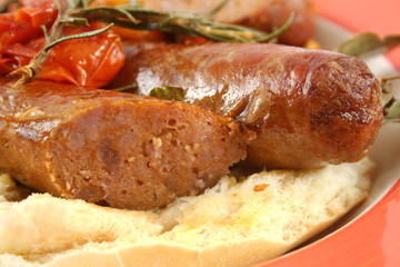 Baked Sausages And Tomatoes
