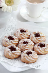 Snack with biscuits and whitecoffee
