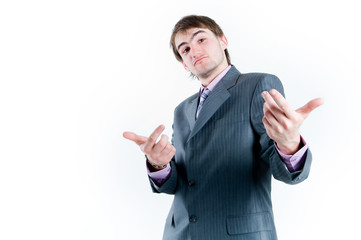 Funny businessman gesticulating