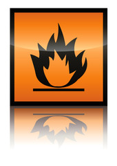 Symbole de produit inflammable (reflet métal)