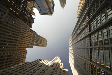 Upright view to the sky in downtown Manhattan - 7706639