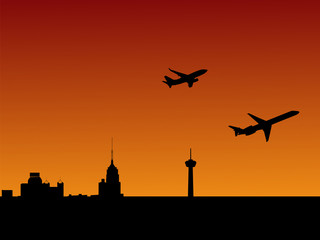 Fototapeta na wymiar planes departing San Antonio