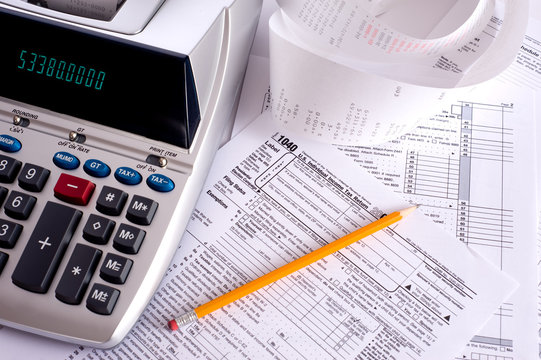 Adding Machine With Tax Forms