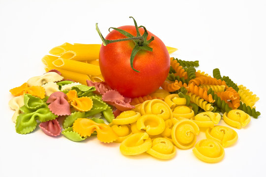 colorful pasta mix with vegetable.
