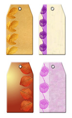 Gift tags with ornamental elements.