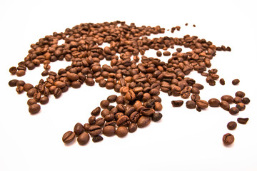 coffee beans on white background