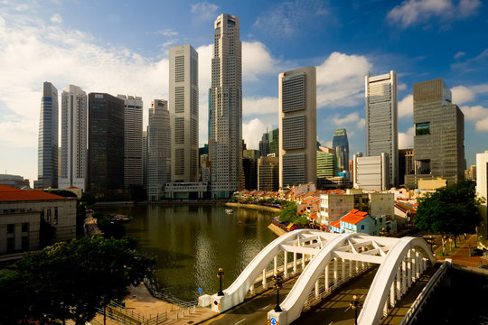 Skyline of the financial district in Singapore