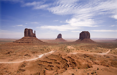 Monument Valley under a blue sky