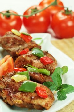 Chicken  meat with vegetable and tomato