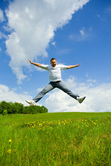 The man jumping