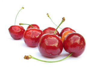 Cherries isolated on white background