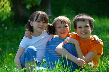 Fototapeta premium Happy children in meadow
