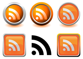 Different RSS icons isolated over white background