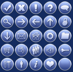 set of blue web icons