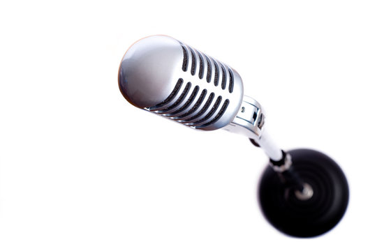 Vintage Microphone on White