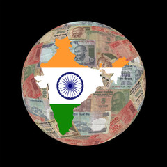 India map flag currency globe