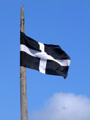 The Cornish black and white cross flag of St. Piran.