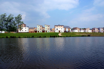 Fototapeta na wymiar Lakeside modern housing