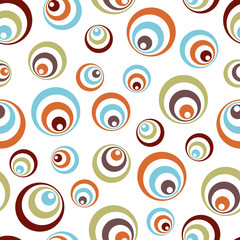 Seamless retro vivid circles pattern over white