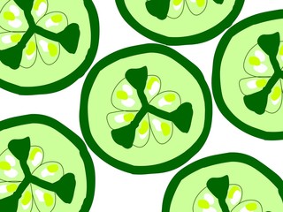 Sliced slice cucumber pattern illustration