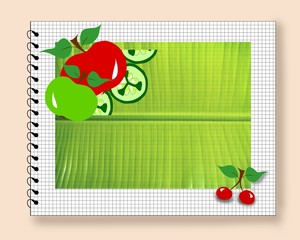 Diet fruit notepad green leaf