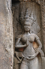 Fototapeta na wymiar Cambodia Angkor Chau Say Tevoda temple bas reliefs