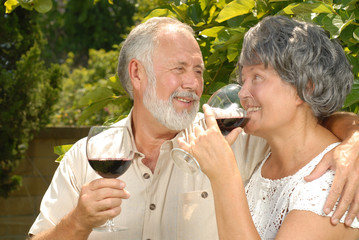 Seniors sipping wine