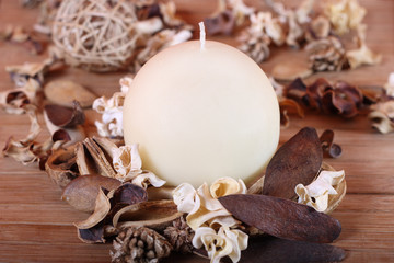 Candle and dried plants