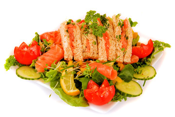 Smoked Salmon Sandwiches and Salad