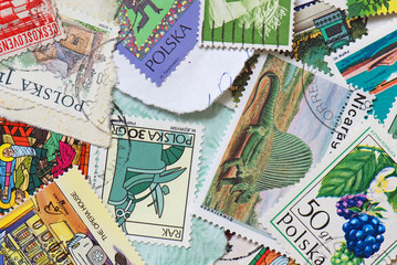Collection of old international post stamps
