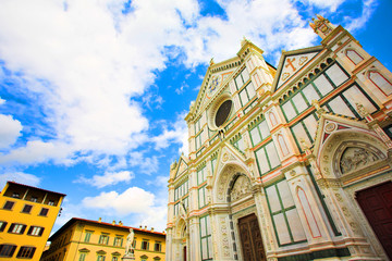 Wide Santa Croce basilica in Florence