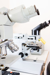 Microscopes in lab