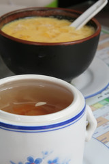 Chinese Medicinal Herbal Soup and Mango Sago Dessert