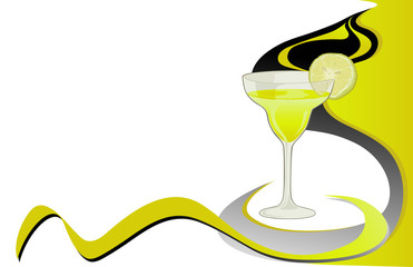 Cocktail abstract green card with lime.
