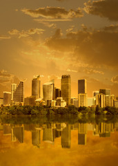 Cityscape in sunset
