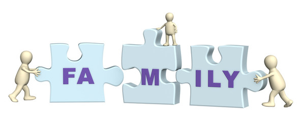 Conceptual image - family making a puzzle
