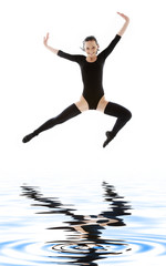 Obraz premium girl in black leotard jumping over water
