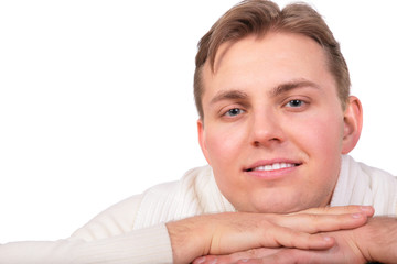 frendly young man face close-up