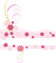 Feminine retro floral banner in pink