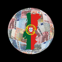 Portuguese map flag on euros