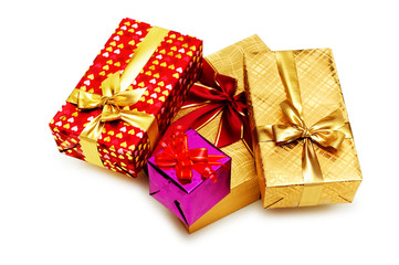 Gift boxes isolated on the white background