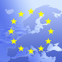 Europe Map With EU Stars