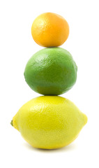 Lemon, Lime and Small Tangerine in a Stack