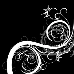 Crédence de cuisine en verre imprimé Fleurs noir et blanc Fond floral décoratif, illustration vectorielle
