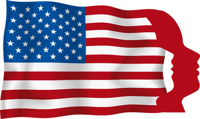 concept - drapeau américain et visages