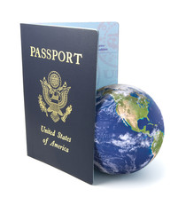 US Passport with Earth on White